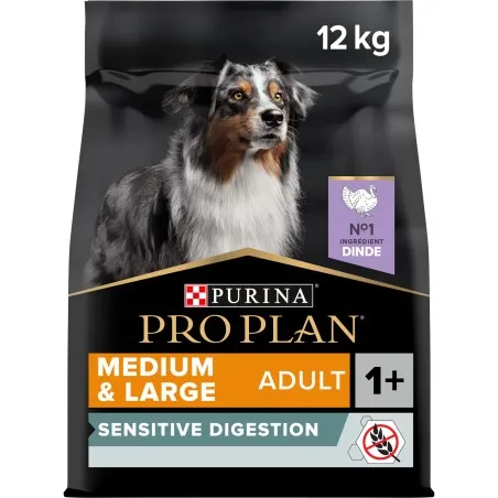 CROQUETTES CHIEN PRO PLAN MEDIUM & LARGE ADULT SENSITIVE DIGESTION AVEC OPTIDIGEST FORMULE SANS CÉRÉALES RICHE EN DINDE - 12